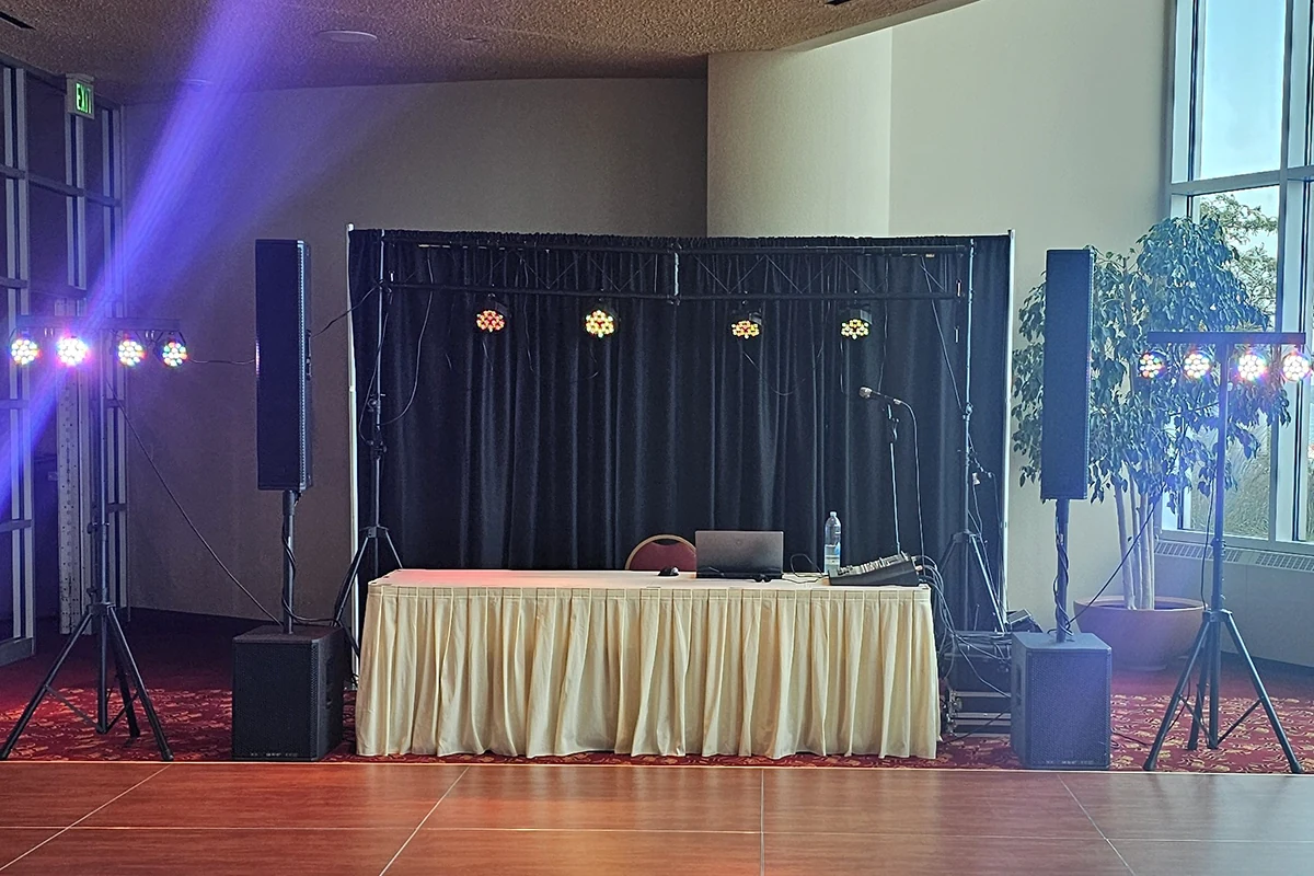 DJ equipment and professional lighting for event entertainment